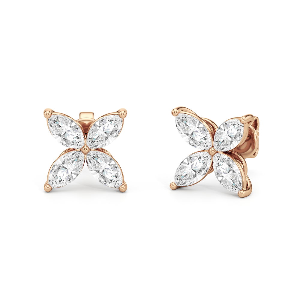 Wildflower Studs with 14KT Rose Gold / Lab / 1 Cut Diamond in 14KT Rose Gold / Lab / 1 view 1
