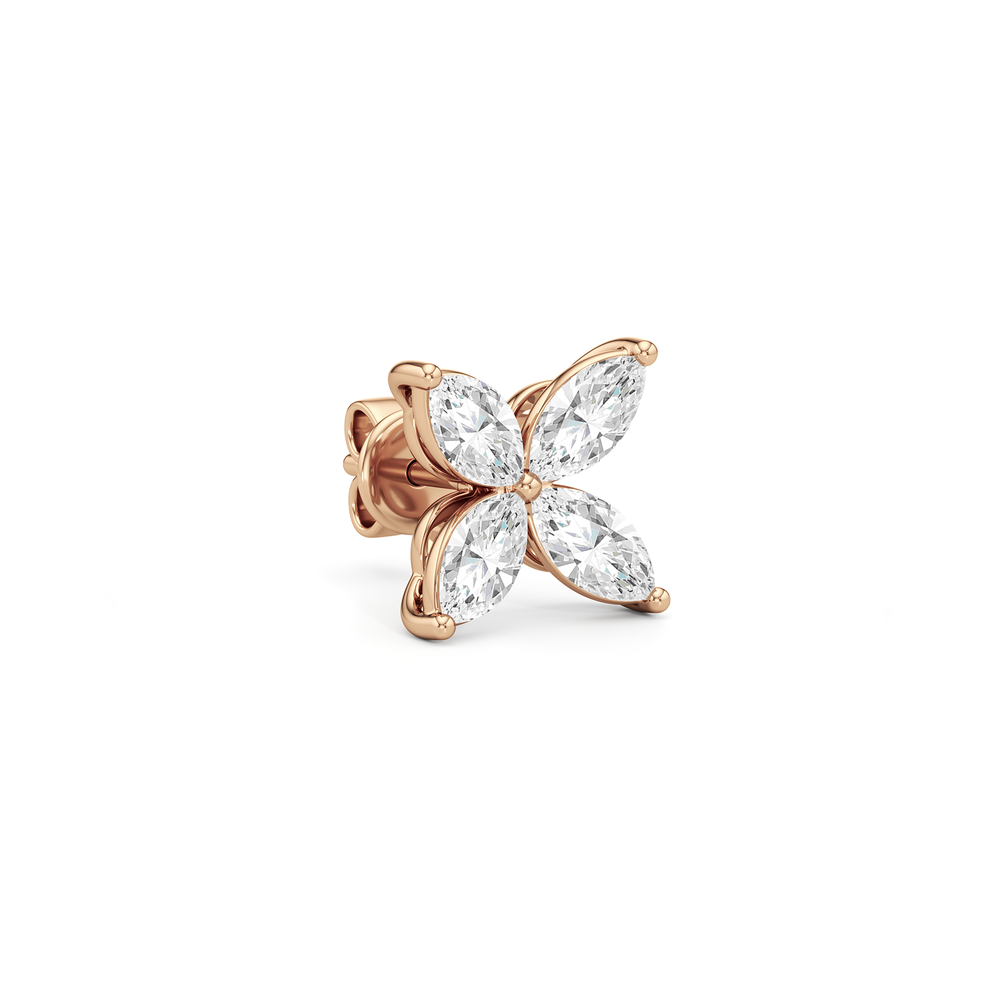 Wildflower Studs with 14KT Rose Gold / Lab / 1 Cut Diamond in 14KT Rose Gold / Lab / 1 view 4
