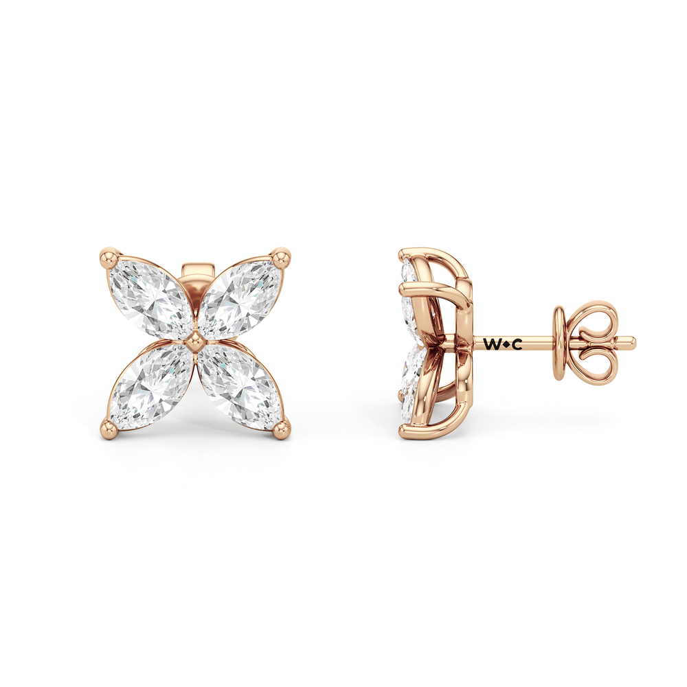 Wildflower Studs with 14KT Rose Gold / Lab / 1 Cut Diamond in 14KT Rose Gold / Lab / 1 view 6
