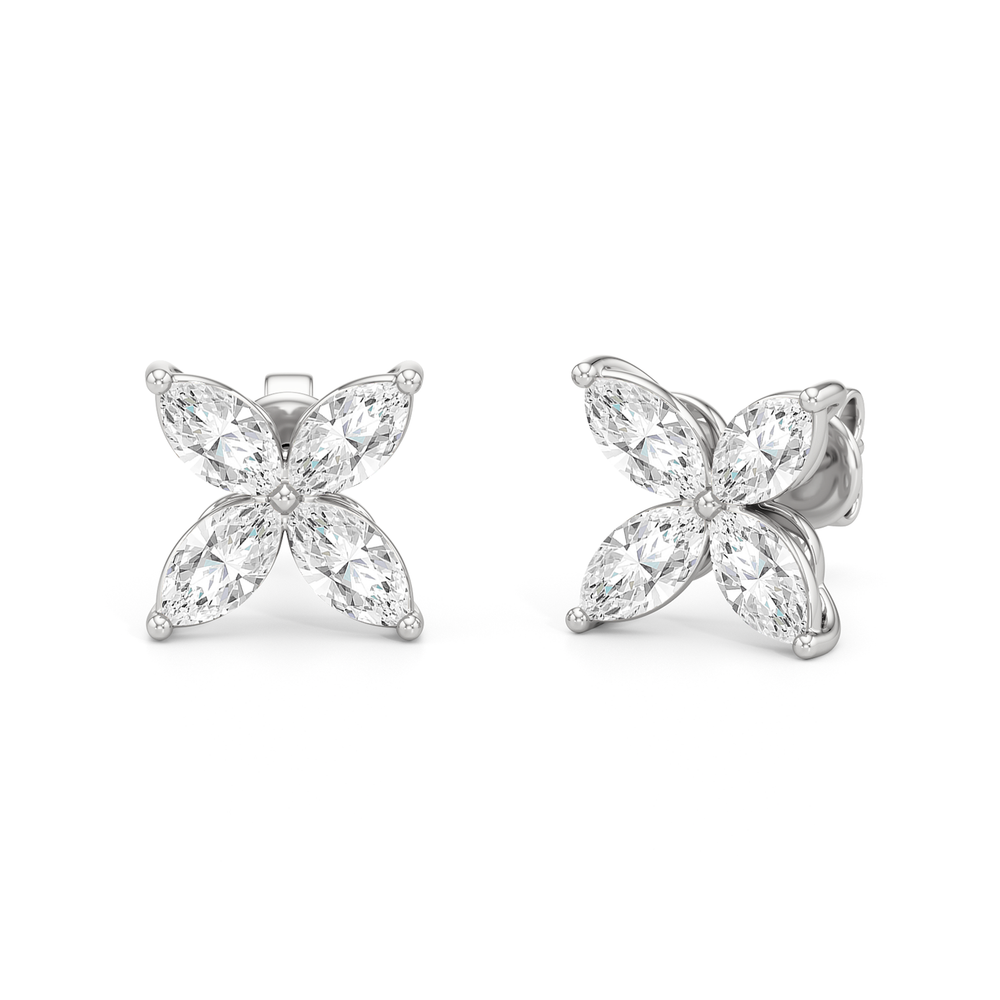 Wildflower Studs with 14KT White Gold / Lab / 1 Cut Diamond in 14KT White Gold / Lab / 1 view 1
