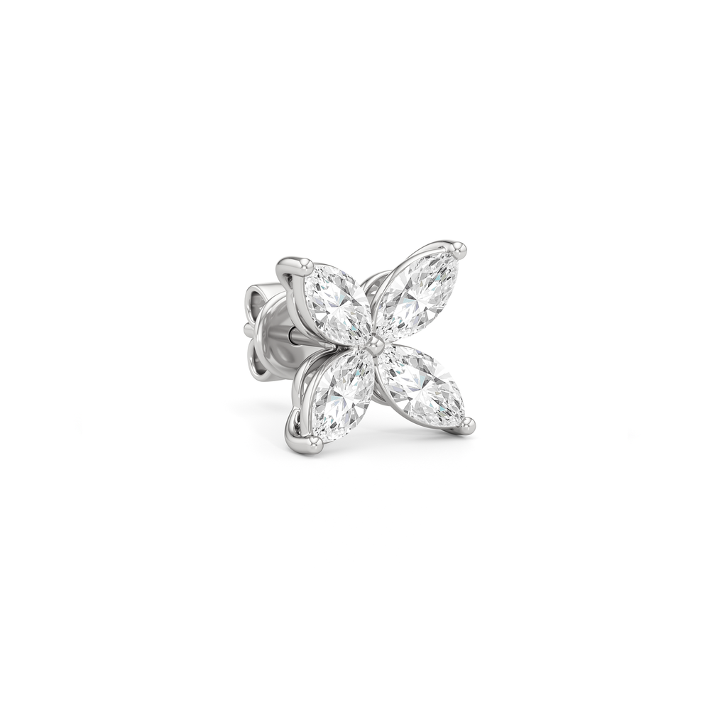 Wildflower Studs with 14KT White Gold / Lab / 1 Cut Diamond in 14KT White Gold / Lab / 1 view 4
