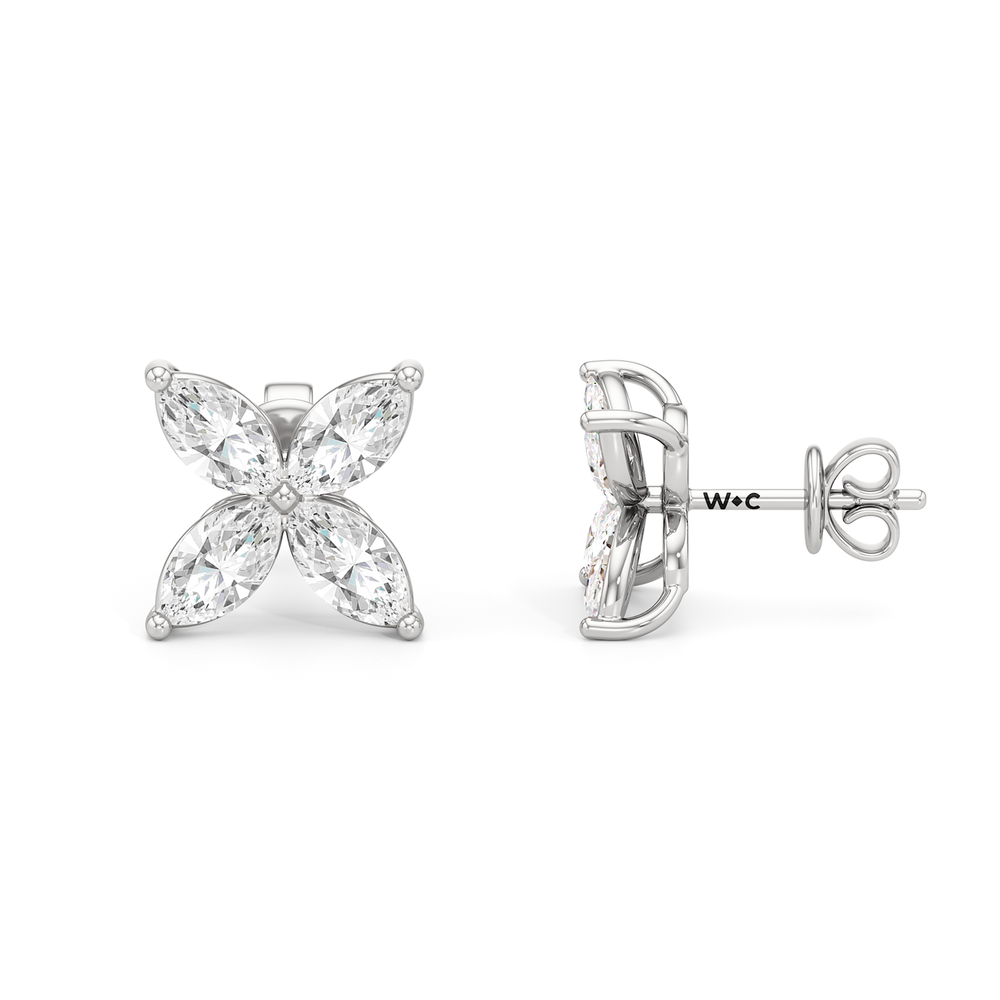 Wildflower Studs with 14KT White Gold / Lab / 1 Cut Diamond in 14KT White Gold / Lab / 1 view 6
