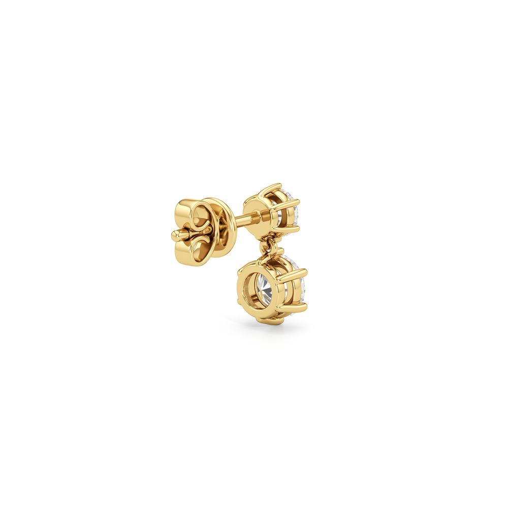 Diamond Duo Stud Earrings with 14KT Yellow Gold / Lab / 1 Cut Diamond in 14KT Yellow Gold / Lab / 1 view 5
