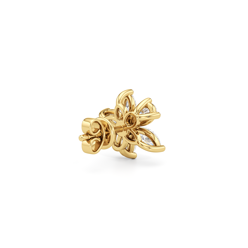 Plumeria Studs with 14KT Yellow Gold / Lab / 1 Cut Diamond in 14KT Yellow Gold / Lab / 1 view 5
