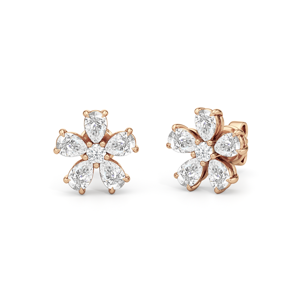 Daisy Studs with 14KT Rose Gold / Lab / 1 Cut Diamond in 14KT Rose Gold / Lab / 1 view 1
