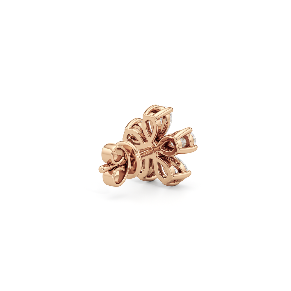 Daisy Studs with 14KT Rose Gold / Lab / 1 Cut Diamond in 14KT Rose Gold / Lab / 1 view 5
