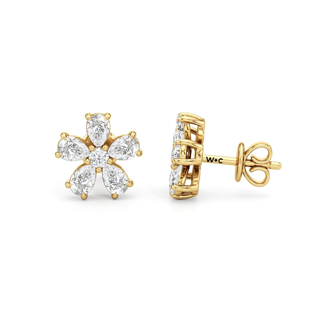 Daisy Studs with 14KT Yellow Gold / Lab / 1 Cut Diamond in 14KT Yellow Gold / Lab / 1 view 6
