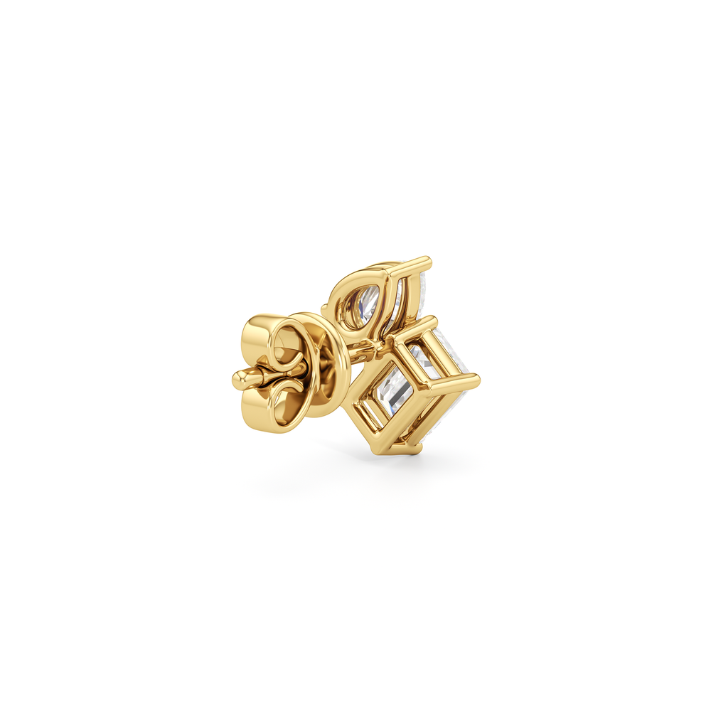 Toi et Moi Pear Emerald Studs with 14KT Yellow Gold / Lab / 1 Cut Diamond in 14KT Yellow Gold / Lab / 1 view 5
