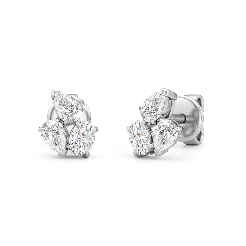 Trilogy Genesis Earrings with 14KT White Gold / Lab / 1/2 Cut Diamond in 14KT White Gold / Lab / 1/2 view 1
