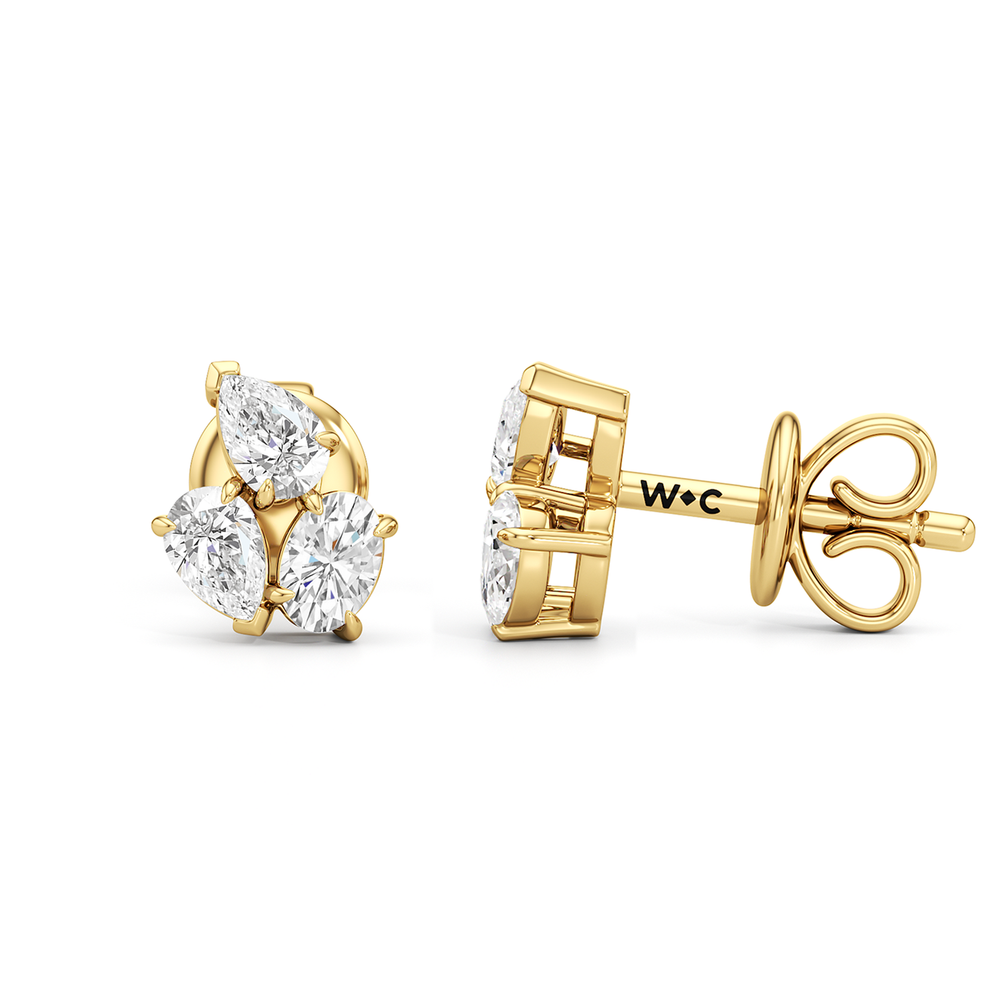 Trilogy Genesis Earrings with 14KT Yellow Gold / Lab / 1/2 Cut Diamond in 14KT Yellow Gold / Lab / 1/2 view 6
