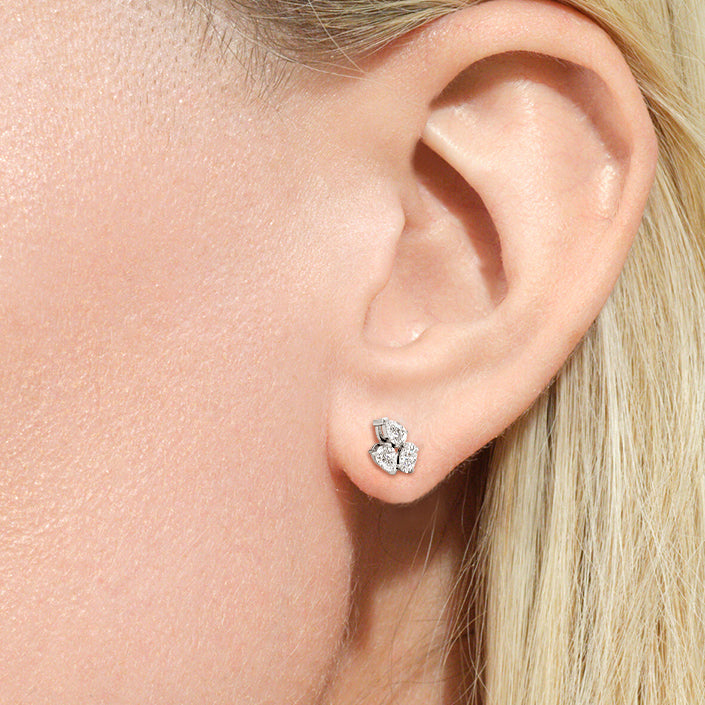 Trilogy Genesis Earrings with 14KT Rose Gold / Lab / 1/2 Cut Diamond in 14KT Rose Gold / Lab / 1/2 view 3
