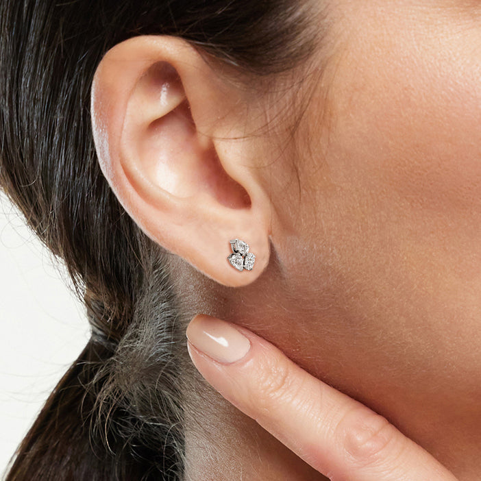 Trilogy Genesis Earrings with 14KT Yellow Gold / Lab / 1/2 Cut Diamond in 14KT Yellow Gold / Lab / 1/2 view 2
