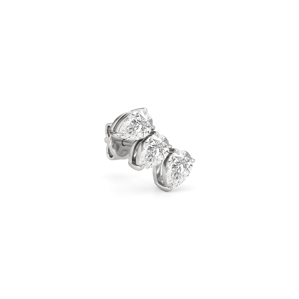 Trilogy Pear Cut Climber Earrings with 14KT White Gold / Left / 3/4 Cut Diamond in 14KT White Gold / Left / 3/4 view 4
