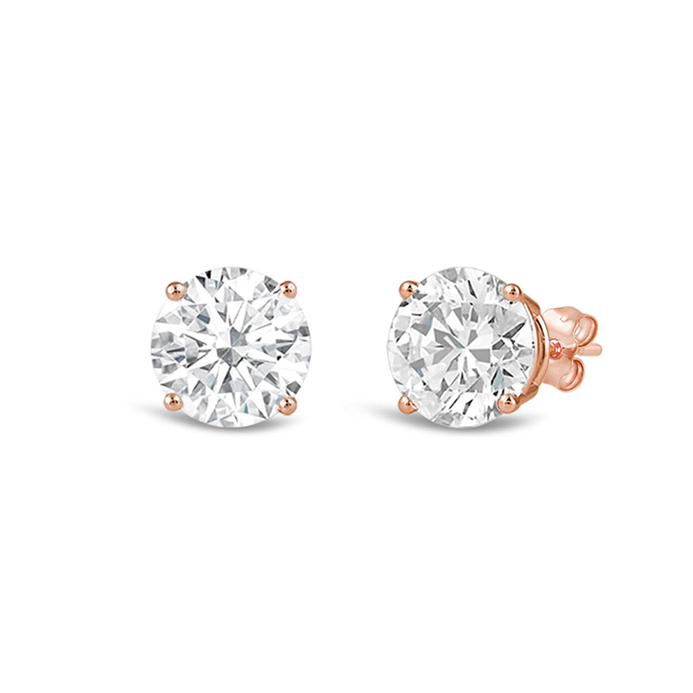 Classic Round Diamond Four Prong Studs Earrings (F/G SI+) with 14KT Rose Gold / Lab / 1 1/2 Cut Diamond in 14KT Rose Gold / Lab / 1 1/2 view 1
