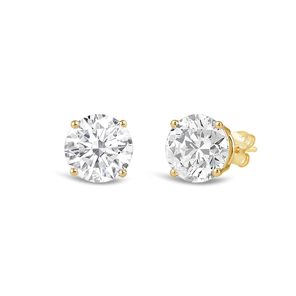 Classic Round Diamond Four Prong Studs Earrings (F/G SI+) with 14KT Yellow Gold / Lab / 1 1/2 Cut Diamond in 14KT Yellow Gold / Lab / 1 1/2 view 1
