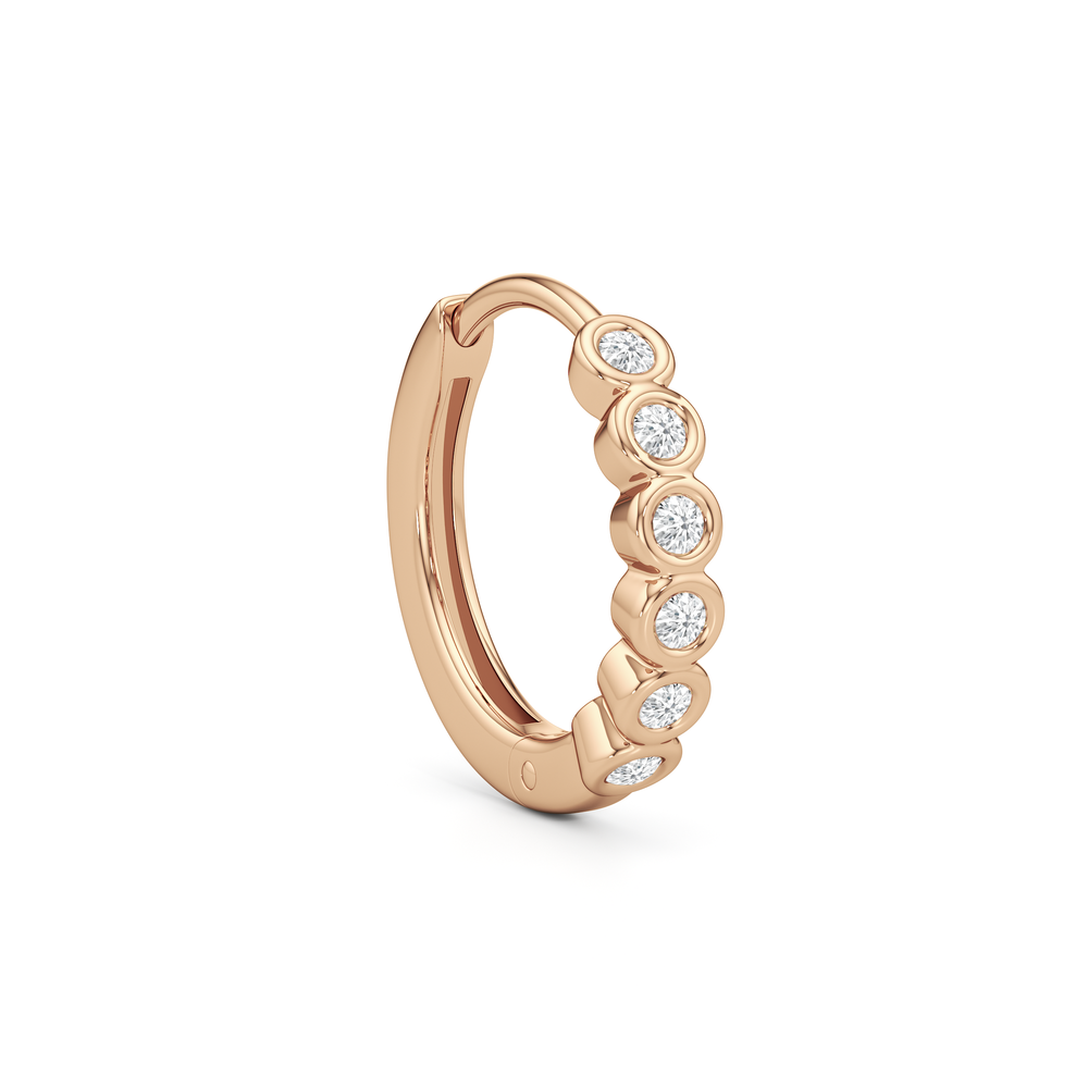 Lina Huggie Hoops with 14KT Rose Gold / Lab / 1/8 Cut Diamond in 14KT Rose Gold / Lab / 1/8 view 5
