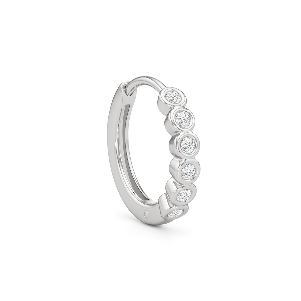 Lina Huggie Hoops with 14KT White Gold / Lab / 1/8 Cut Diamond in 14KT White Gold / Lab / 1/8 view 5

