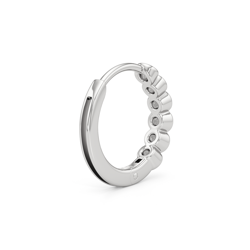Lina Huggie Hoops with 14KT White Gold / Lab / 1/8 Cut Diamond in 14KT White Gold / Lab / 1/8 view 6
