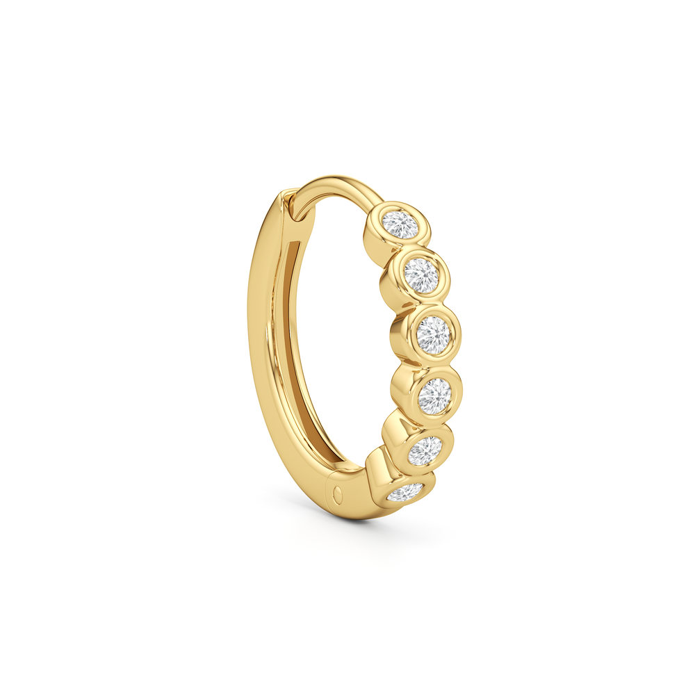 Lina Huggie Hoops with 14KT Yellow Gold / Lab / 1/8 Cut Diamond in 14KT Yellow Gold / Lab / 1/8 view 5

