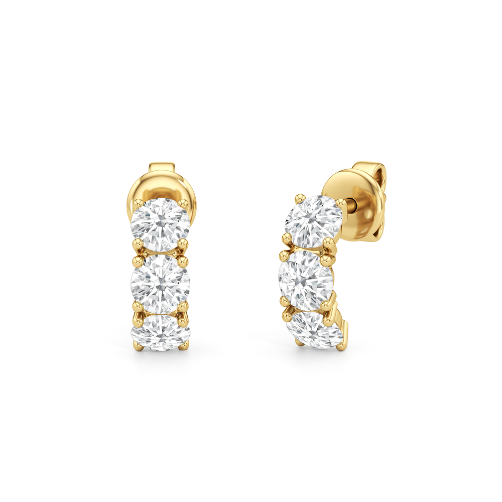 Selene 3-Stone Earrings with 14KT Yellow Gold / Lab / 5/8 Cut Diamond in 14KT Yellow Gold / Lab / 5/8 view 1
