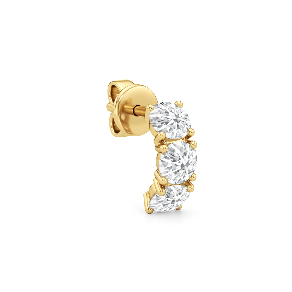 Selene 3-Stone Earrings with 14KT Yellow Gold / Lab / 5/8 Cut Diamond in 14KT Yellow Gold / Lab / 5/8 view 5
