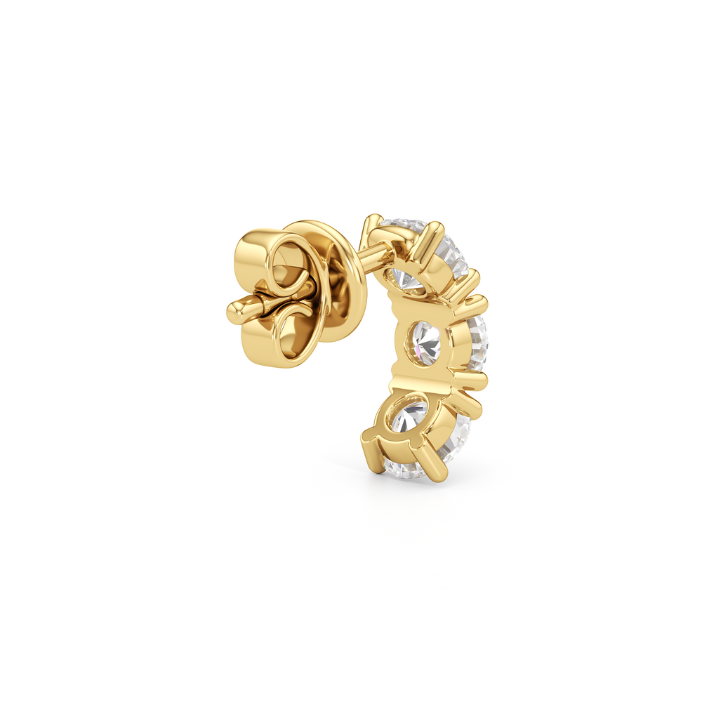 Selene 3-Stone Earrings with 14KT Yellow Gold / Lab / 5/8 Cut Diamond in 14KT Yellow Gold / Lab / 5/8 view 6
