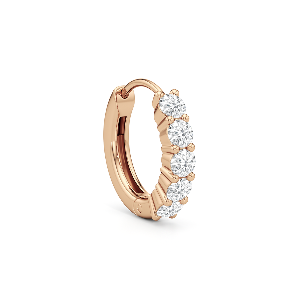 Nova Huggie Hoops with 14KT Rose Gold / Lab / 3/8 Cut Diamond in 14KT Rose Gold / Lab / 3/8 view 5
