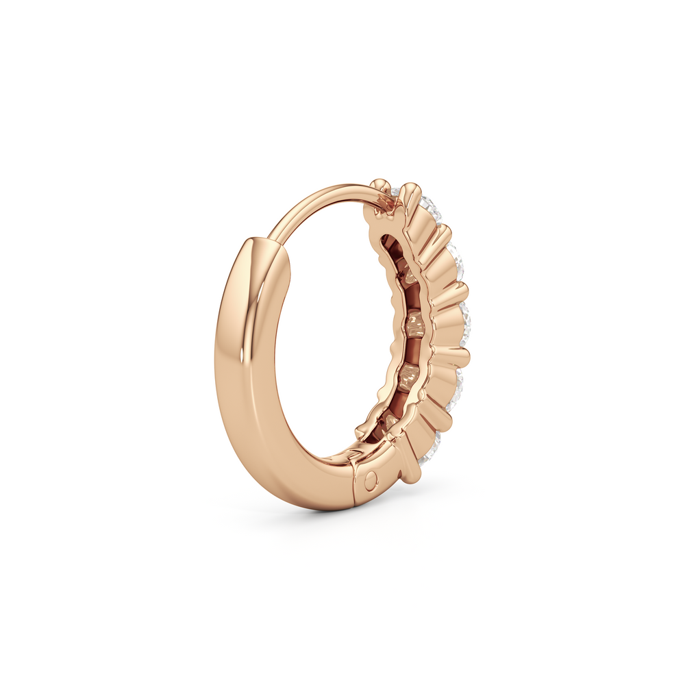 Nova Huggie Hoops with 14KT Rose Gold / Lab / 3/8 Cut Diamond in 14KT Rose Gold / Lab / 3/8 view 6

