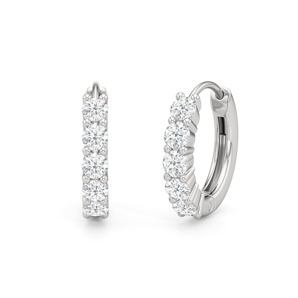 Nova Huggie Hoops with 14KT White Gold / Lab / 3/8 Cut Diamond in 14KT White Gold / Lab / 3/8 view 1

