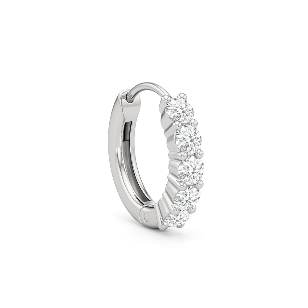 Nova Huggie Hoops with 14KT White Gold / Lab / 3/8 Cut Diamond in 14KT White Gold / Lab / 3/8 view 5
