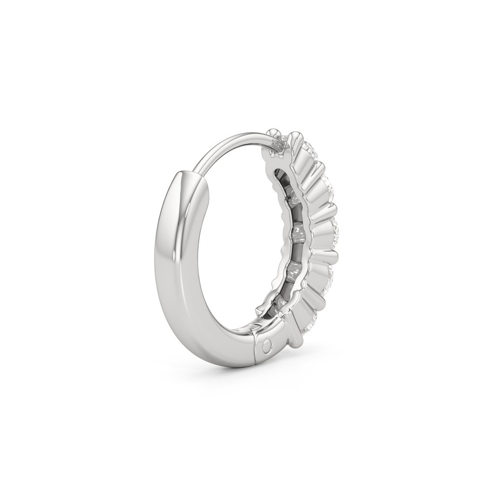 Nova Huggie Hoops with 14KT White Gold / Lab / 3/8 Cut Diamond in 14KT White Gold / Lab / 3/8 view 6
