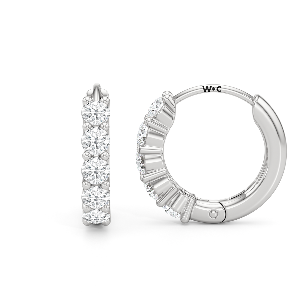 Nova Huggie Hoops with 14KT White Gold / Lab / 3/8 Cut Diamond in 14KT White Gold / Lab / 3/8 view 2
