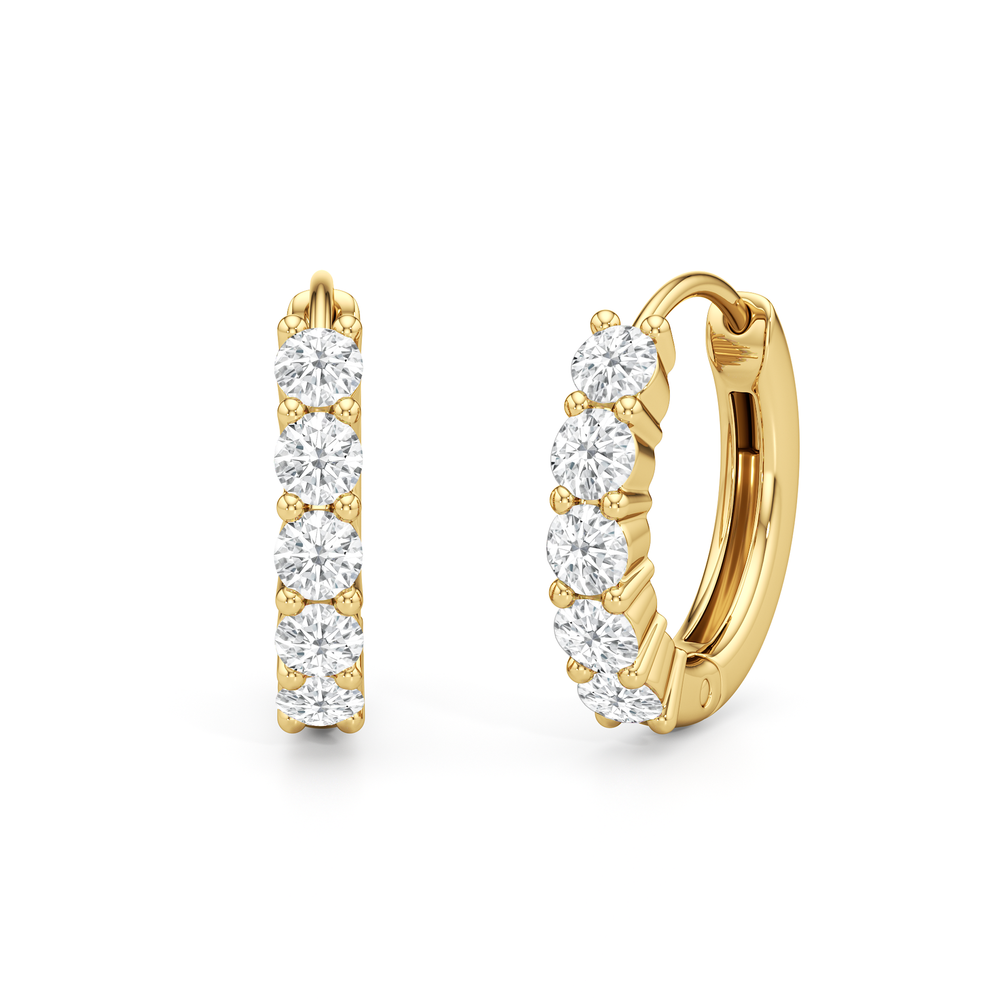 Nova Huggie Hoops with 14KT Yellow Gold / Lab / 3/8 Cut Diamond in 14KT Yellow Gold / Lab / 3/8 view 1
