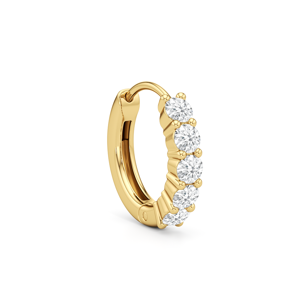 Nova Huggie Hoops with 14KT Yellow Gold / Lab / 3/8 Cut Diamond in 14KT Yellow Gold / Lab / 3/8 view 5
