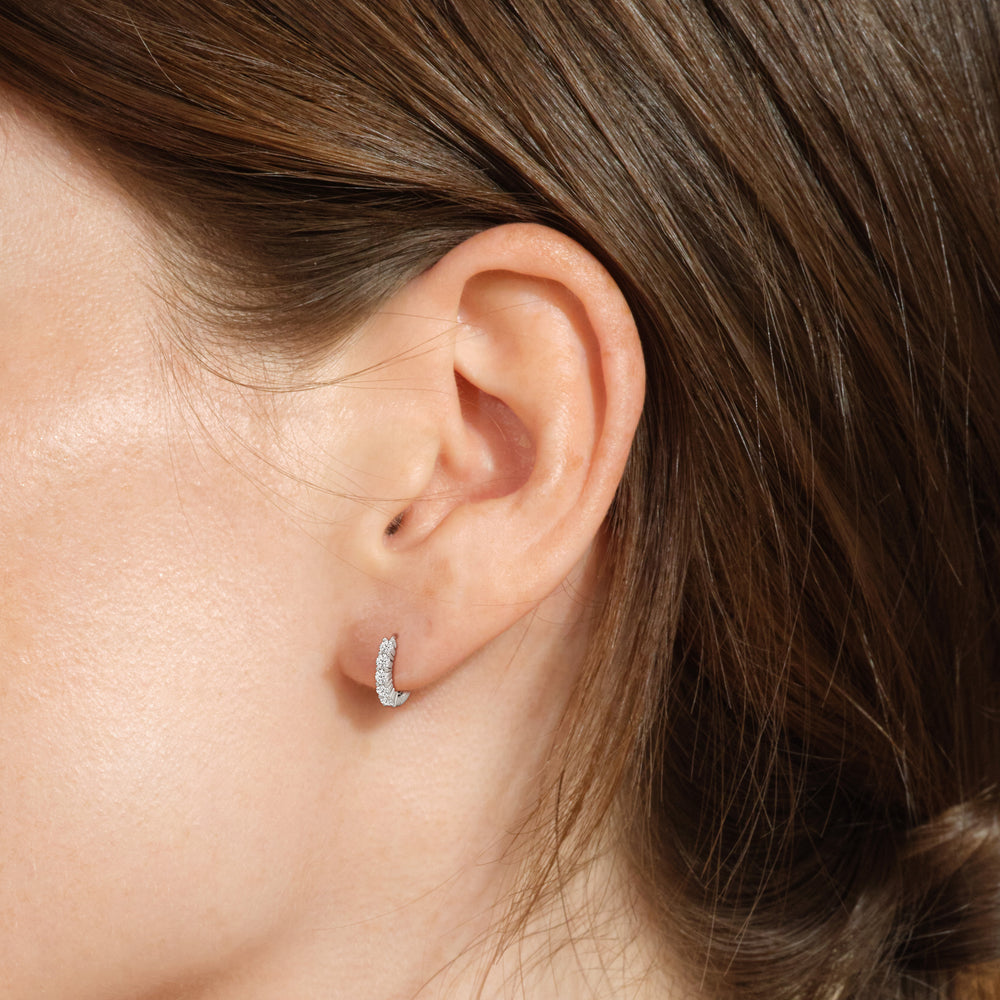 Nova Huggie Hoops with 14KT Yellow Gold / Lab / 3/8 Cut Diamond in 14KT Yellow Gold / Lab / 3/8 view 4
