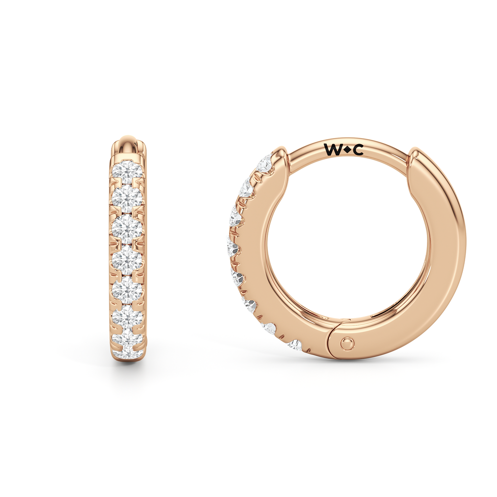 Zara Huggies with 14KT Rose Gold / Lab / 1/8 Cut Diamond in 14KT Rose Gold / Lab / 1/8 view 2
