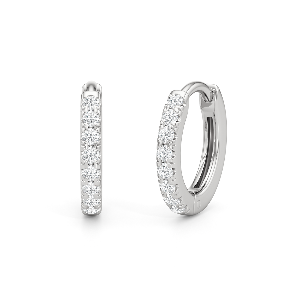 Zara Huggies with 14KT White Gold / Lab / 1/8 Cut Diamond in 14KT White Gold / Lab / 1/8 view 1
