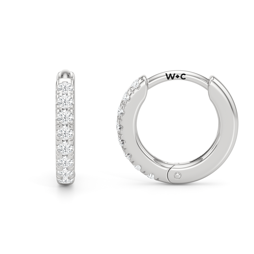 Zara Huggies with 14KT White Gold / Lab / 1/8 Cut Diamond in 14KT White Gold / Lab / 1/8 view 2
