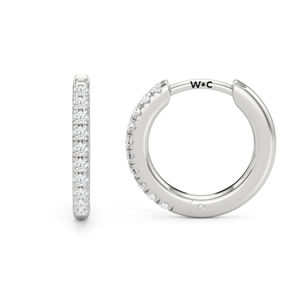 Anya Huggies with 14KT White Gold / Lab / 1/8 Cut Diamond in 14KT White Gold / Lab / 1/8 view 2
