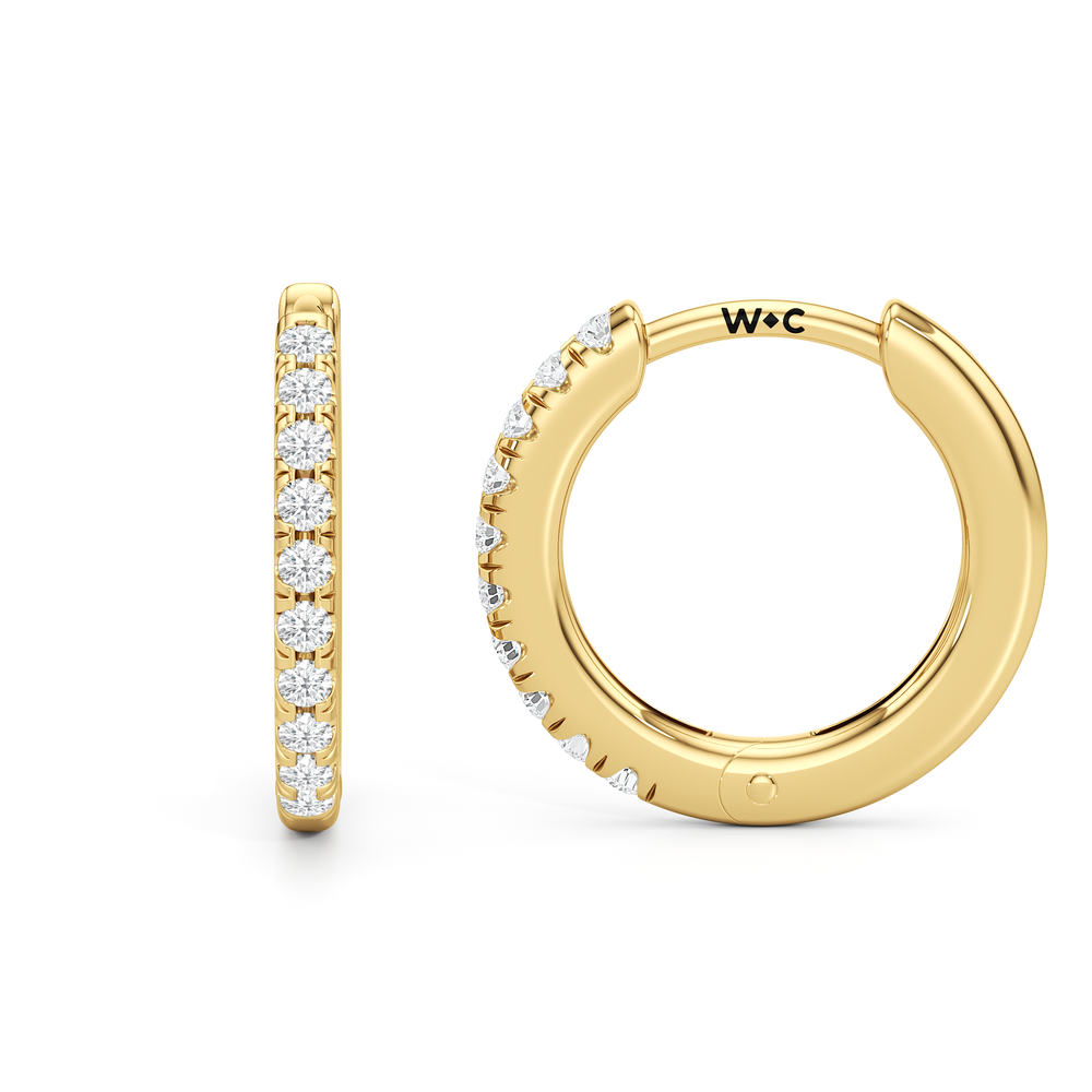 Anya Huggies with 14KT Yellow Gold / Lab / 1/8 Cut Diamond in 14KT Yellow Gold / Lab / 1/8 view 2
