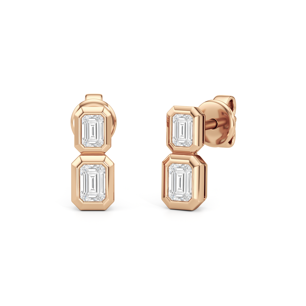 Io Two-Stone Stud Earrings with 14KT Rose Gold / Lab / 1/2 Cut Diamond in 14KT Rose Gold / Lab / 1/2 view 1
