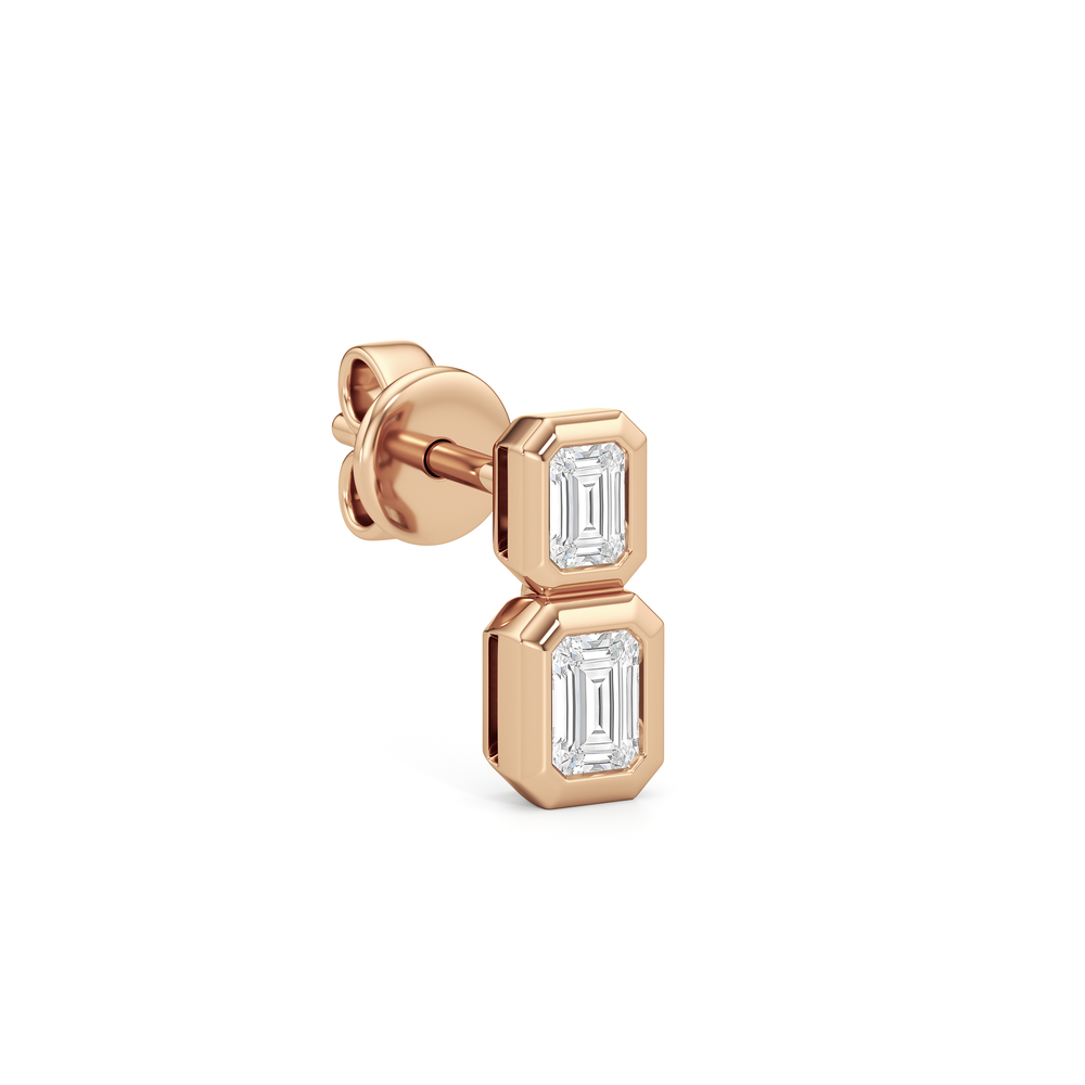 Io Two-Stone Stud Earrings with 14KT Rose Gold / Lab / 1/2 Cut Diamond in 14KT Rose Gold / Lab / 1/2 view 4
