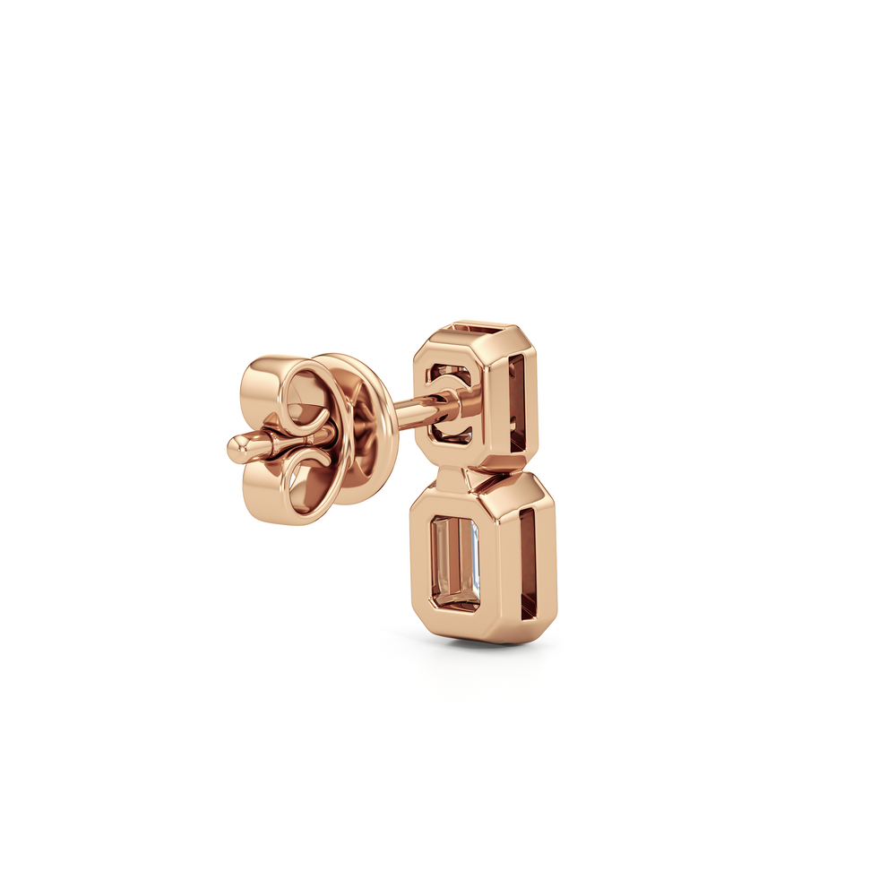 Io Two-Stone Stud Earrings with 14KT Rose Gold / Lab / 1/2 Cut Diamond in 14KT Rose Gold / Lab / 1/2 view 5
