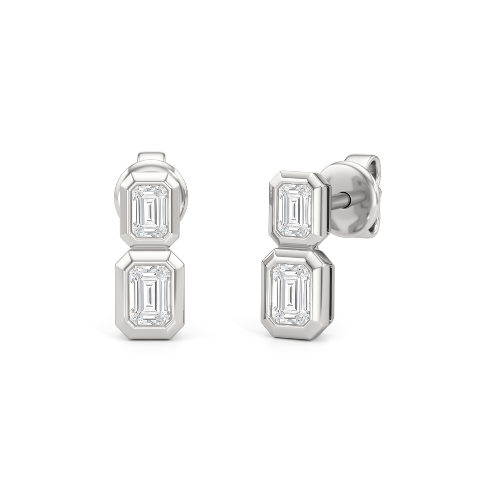 Io Two-Stone Stud Earrings with 14KT White Gold / Lab / 1/2 Cut Diamond in 14KT White Gold / Lab / 1/2 view 1
