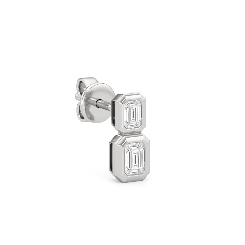 Io Two-Stone Stud Earrings with 14KT White Gold / Lab / 1/2 Cut Diamond in 14KT White Gold / Lab / 1/2 view 4
