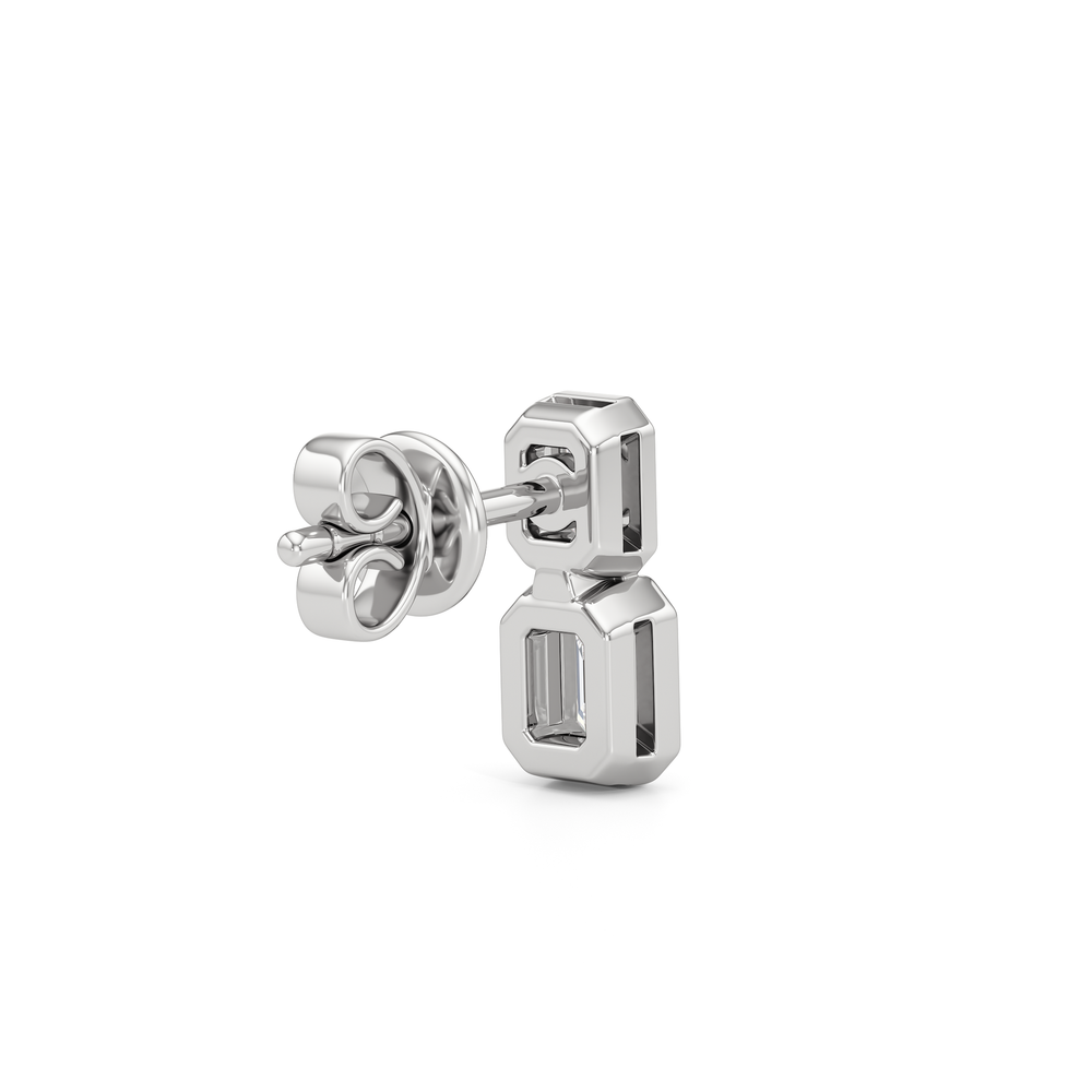 Io Two-Stone Stud Earrings with 14KT White Gold / Lab / 1/2 Cut Diamond in 14KT White Gold / Lab / 1/2 view 5
