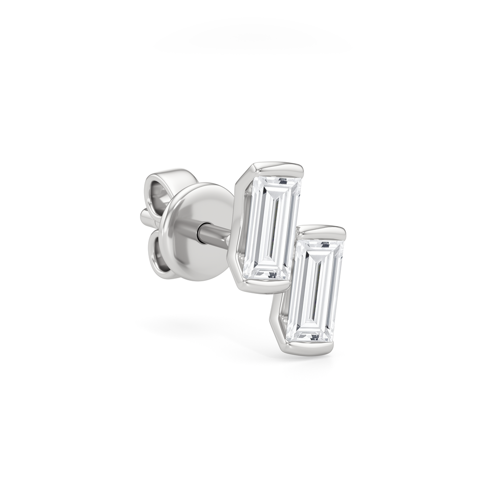 Drift Baguette Studs with 14KT White Gold / Lab / 1/5 Cut Diamond in 14KT White Gold / Lab / 1/5 view 5
