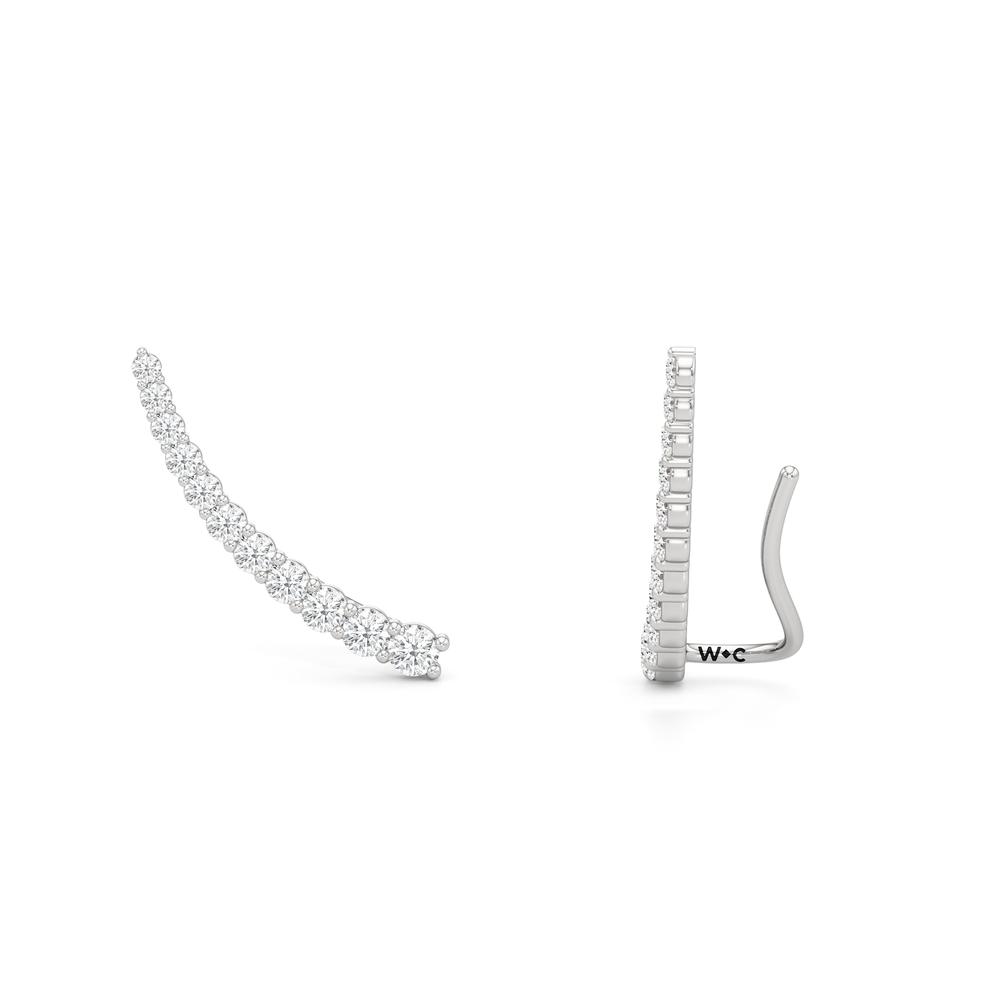 Solea Climber Earrings with 14KT White Gold / Lab / 1/2 Cut Diamond in 14KT White Gold / Lab / 1/2 view 2
