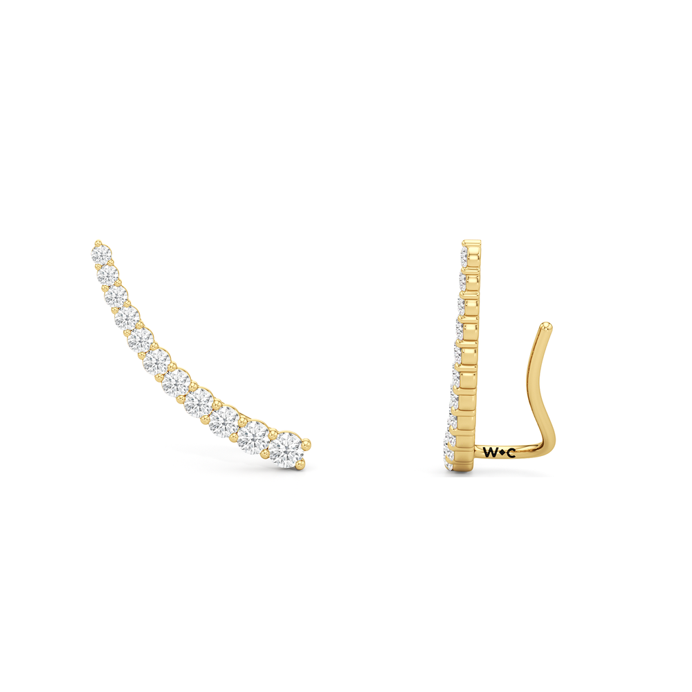 Solea Climber Earrings with 14KT Yellow Gold / Lab / 1/2 Cut Diamond in 14KT Yellow Gold / Lab / 1/2 view 2
