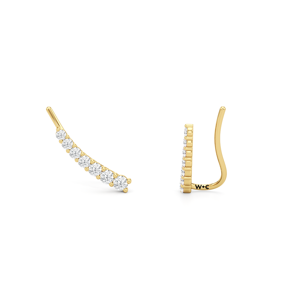 Lyra Climber Earrings with 14KT Yellow Gold / Lab / 1/4 Cut Diamond in 14KT Yellow Gold / Lab / 1/4 view 2
